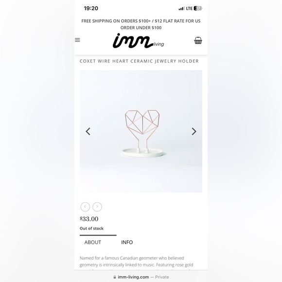 COXET WIRE HEART CERAMIC JEWELRY HOLDER - Picture 2 of 4